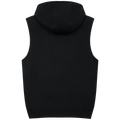 Bierkinger Weste Rückansicht, schwarze Ärmellos-Hoodie-Weste, freigestellt