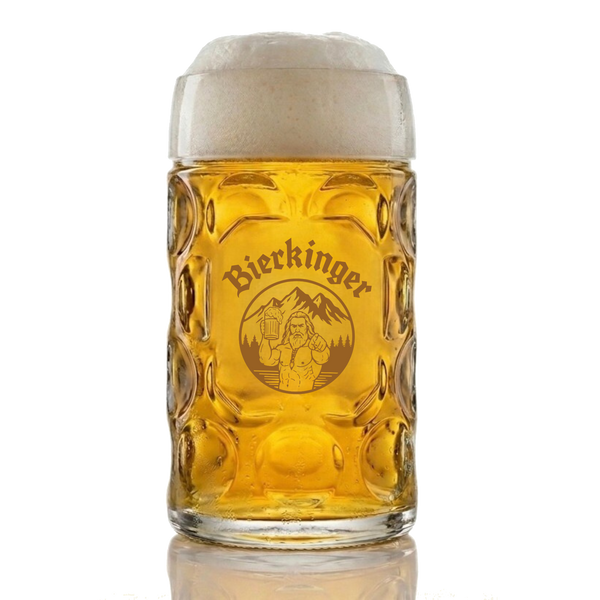Bierkinger Bierkrug aus Glas mit UV-DTF-Druck
